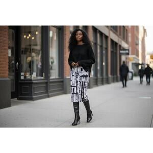 ASOS Black and White Abstract Print Pencil Skirt